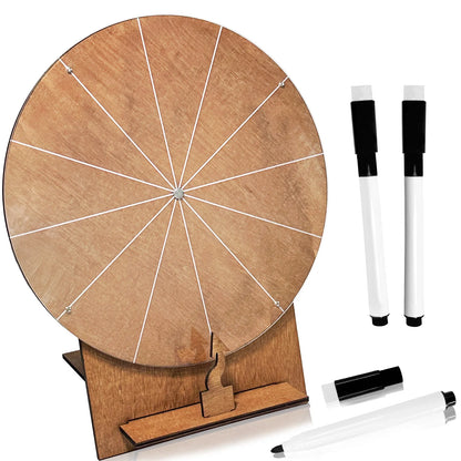 Wedding Challenge Spinning Wheel, Wooden Prize Tabletop Spinner Erasable Raffle Spinning Wheel for Wedding School Home Party
