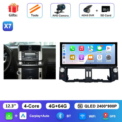 12.3 inch Ultra-thin Screen DSP Android 16 for Toyota Land Cruiser Prado 150 2010 - 2013 GPS Navi Car Radio Multimedia Player 4G