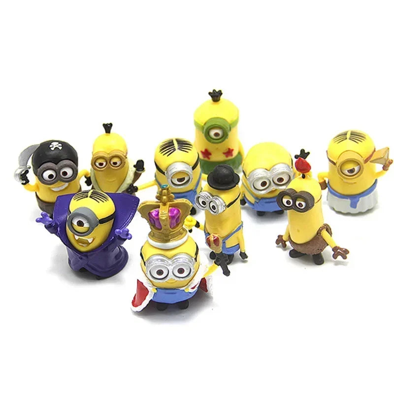 10Pcs/Set kawai Mini Figurines Toys 3D Eye Despicable Crown ones Action Figures Toys Xmas Gifts for Xmas gifts
