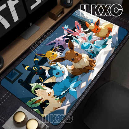 Game Card Pad Gaming Carpet Anime Keyboard Pads Pokemon Eevee Mousepad Gamer Mouse Pads Laptop Extended Desk Mat PC Cabinet Rug