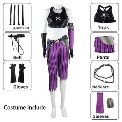Jinx Cosplay Costume Game Arcan Women Jinx Outfits for Halloween Party Comic Con Jinxx Cospay