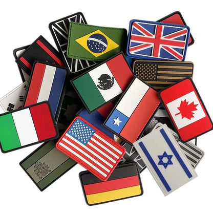 Russia,Poland,Germany,Italy,Spain,France Flags Emblem Military Backpack Badge,3D PVC Rubber Applique Tactical Patches with Hook