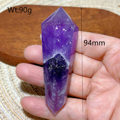 Natural Crystal Two Color Amethyst Double Point Tower Healing Rainbow High Quality Gemstones Energy Home Decorations Gift