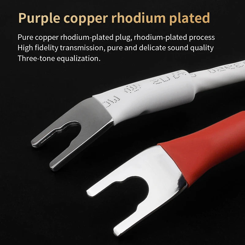 YYAUDIO One Pair High-end 7N OCC Silver Plated Speaker Cable For Hi-fi Systems Y Plug Banana Plug Speaker Cable