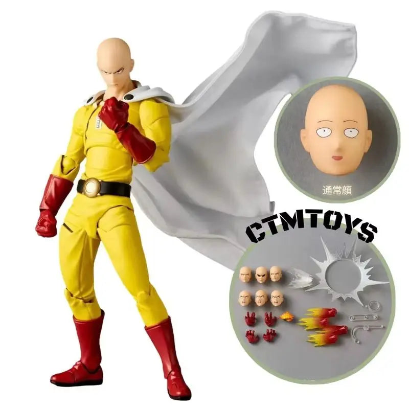 Hot One Punch Man Saitama Amazing Yamaguchi Revoltech Saitama In Stock Anime Action Collection Figures Model Toys Gifts
