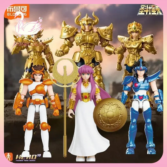 Original Blokees Saint Seiya Galaxy Version 03 - Gold Zodiac Vol.1 Series Blind Box Peripheral Collect Assemble Toys Gifts