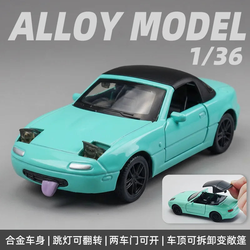 1:36 MX-5 MX5  RX7 R34 Series alloy car model with openable door convertible sports car boy pull-back toys as gifts as ornaments