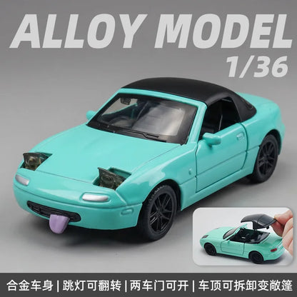 1:36 MX-5 MX5  RX7 R34 Series alloy car model with openable door convertible sports car boy pull-back toys as gifts as ornaments
