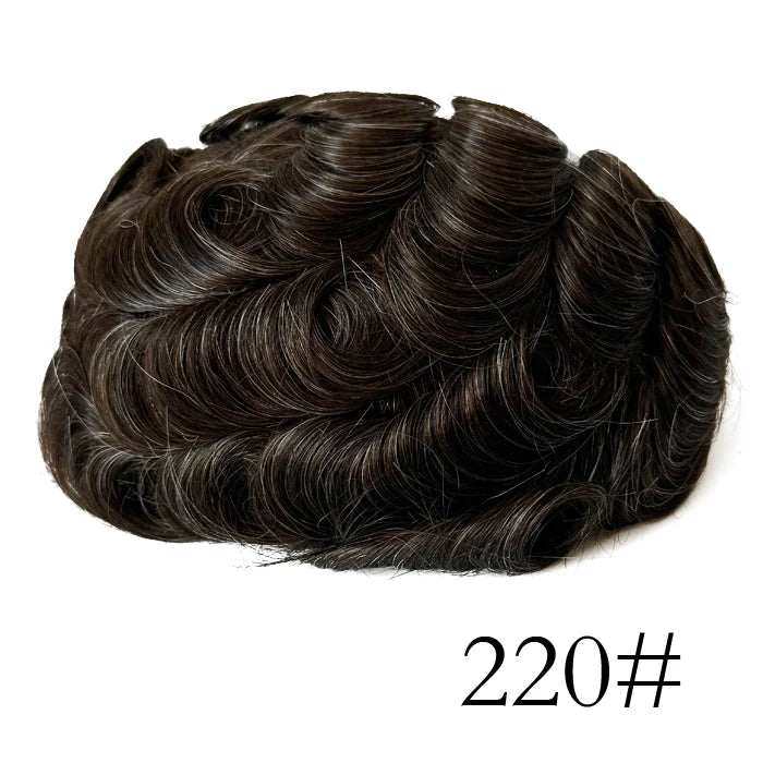0.08mm Thickness PU Poly Base Double Knotted Toupee Human Hair Durable Time Long Lifespan Men's Capillary Prothesis