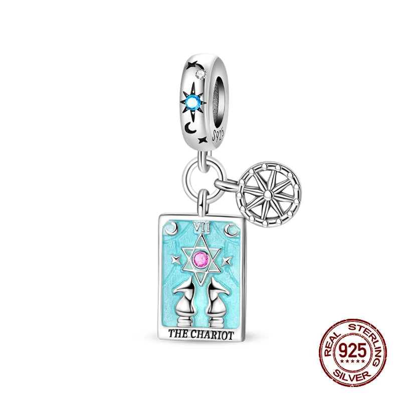 100% 925 Sterling Silver Tarot Collection Pendant DIY Hourglass Beads Fit Pandach Original Bracelet Women Jewelry Birthday Gift