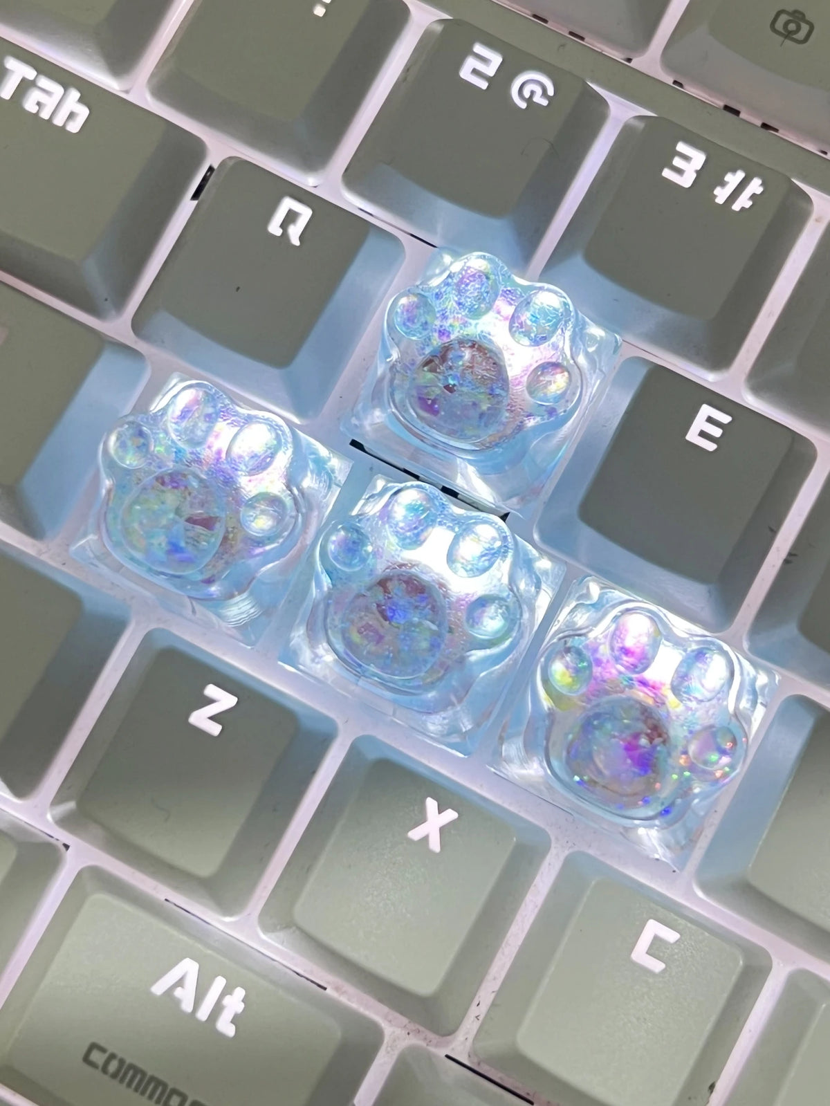 4Pcs New Hot Sale Translucent Cat Claw Keycap Cross Axis Mechanical Keyboard Keycap Decoration