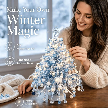 DIY Beaded Christmas Tree Kit 3D Crystal Craft with LED Lights, Stress-Free Holiday Activity&Handmade Gift for Adults,Teens,Kids