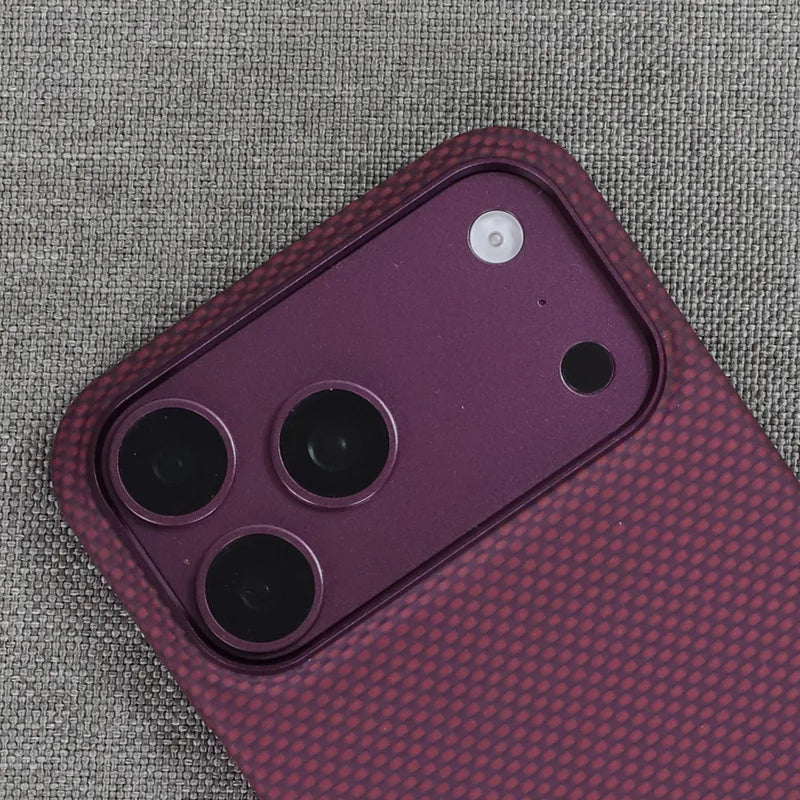 For iPhone 18 17 Pro Max Burgundy Kevlar Aramid Fiber Case With Magsafe Carbon Fiber Cover Ultra-Thin Magnetic Case For 18 Pro