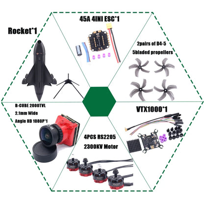 B-CUBE Rocket 5inch FPV Drone Frame Kit Carbon Fiber Racing Drone Quadcopter Freestyle INAV Beatflight F722 Ardupilot Flight