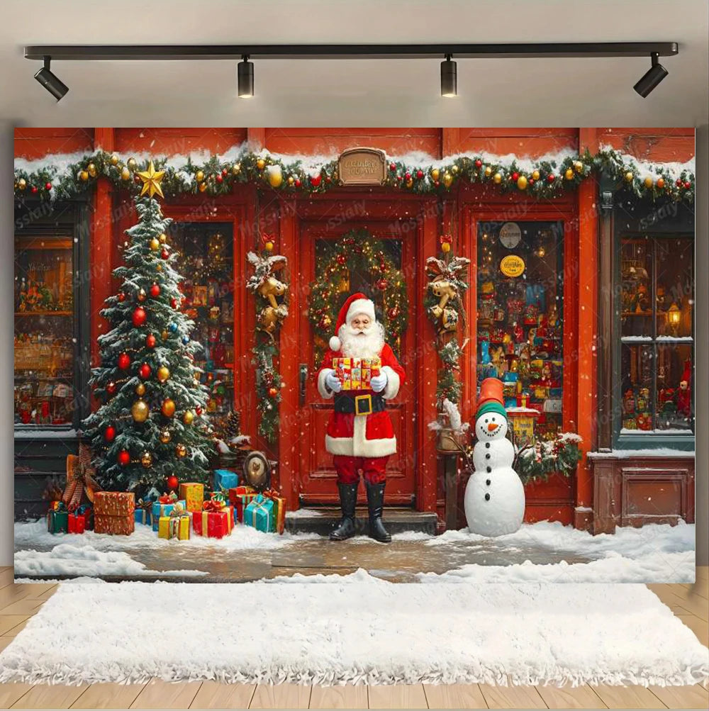 Christmas Glitter Photography Backdrop Street Xmas Gifts Pine Tree Family Portrait Festival Party Studio Photo Background Banner
