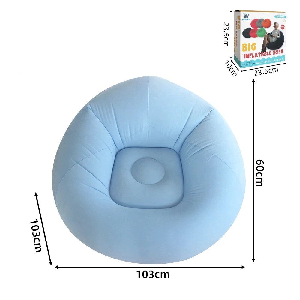 Round Flocked Inflatable Lazy Sofa,  Bean Bag Chair, Soft Skin-Friendly Inflatable Lounge Couch For Indoor Bedroom Dorm Rest