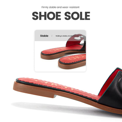 CHCH Women's Slippers 2024 Simple Black Flat Flat Women's Shoes Home Indoor Slippers