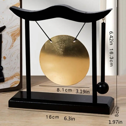 Relaxation Desktop Gong Fortune High Volume Copper Bell Wood Frame Meditation Feng Shui Metal Cymbals House Warming