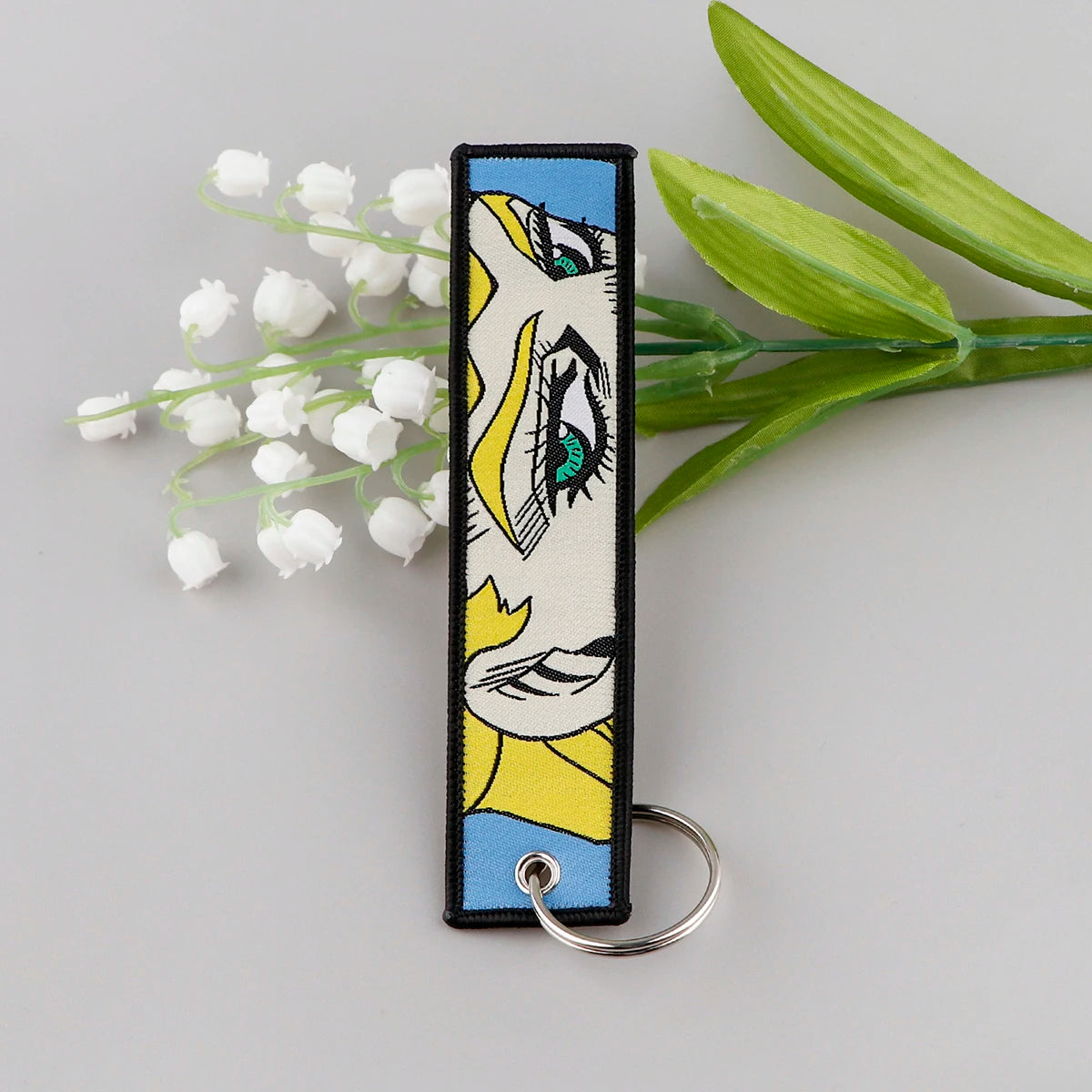 Anime Key Tag Embroidery Keychain for Motorcycles Cool Key Fobs Holder Keyring Backpack Chaveiro