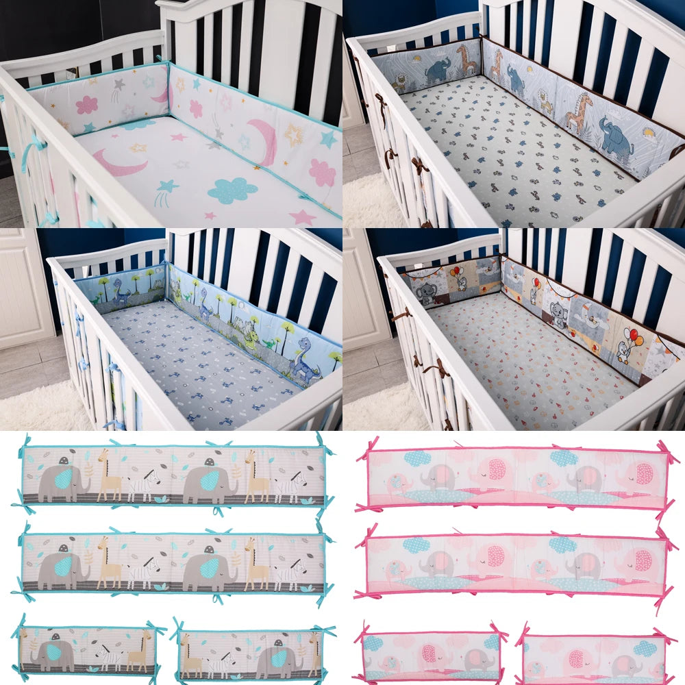 Crib Rail Cover Set and Baby Crib Liner  Baby Bumperless Crib Cot Protector Infant Bebe Bedding Set