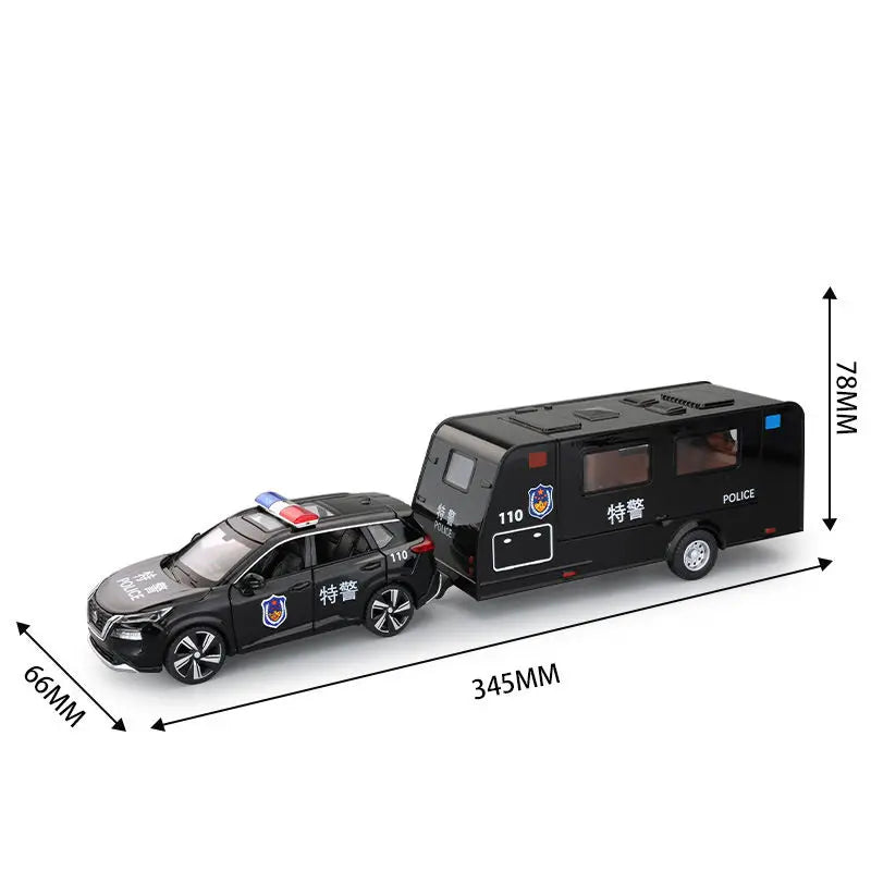 1/32 Alloy Trailer RV Truck Car Model Diecast Metal Recreational Off-road Vehicle Camper Car Model Sound and Light Kids Toy Gift