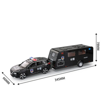 1/32 Alloy Trailer RV Truck Car Model Diecast Metal Recreational Off-road Vehicle Camper Car Model Sound and Light Kids Toy Gift