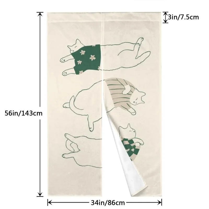 VIKAMA Laid-back Cat Half Sunshade Curtain for Bedroom Bathroom Kitchen Entrance Home Decor