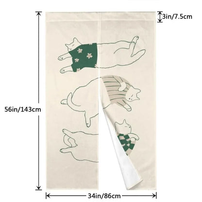 VIKAMA Laid-back Cat Half Sunshade Curtain for Bedroom Bathroom Kitchen Entrance Home Decor