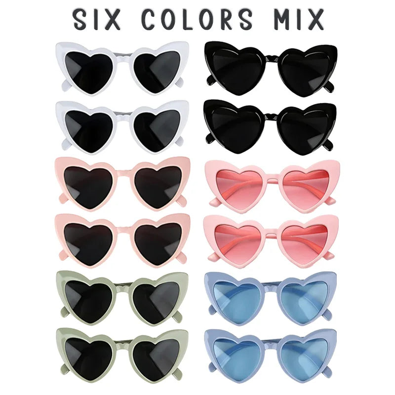 12-100Pcs Wedding Sunglasses for Guests Heart Shaped Sunglasses Bachelorette Party Glasses Bridal Shower Party Favors Photo Prop