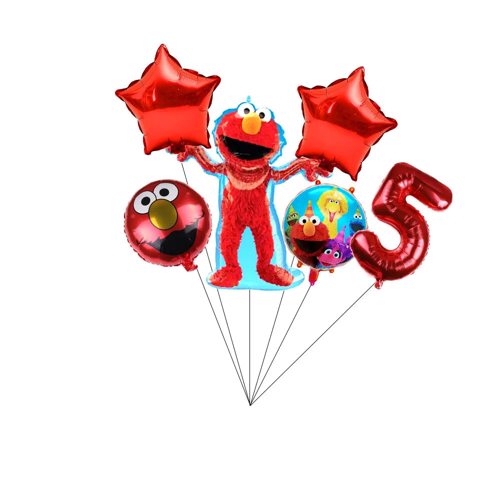 Cartoon Sesames Streeted Birthday Party Decoration Elmo Theme Balloon Set Plates Tissue Tablecloth Party Supplies Baby Shower