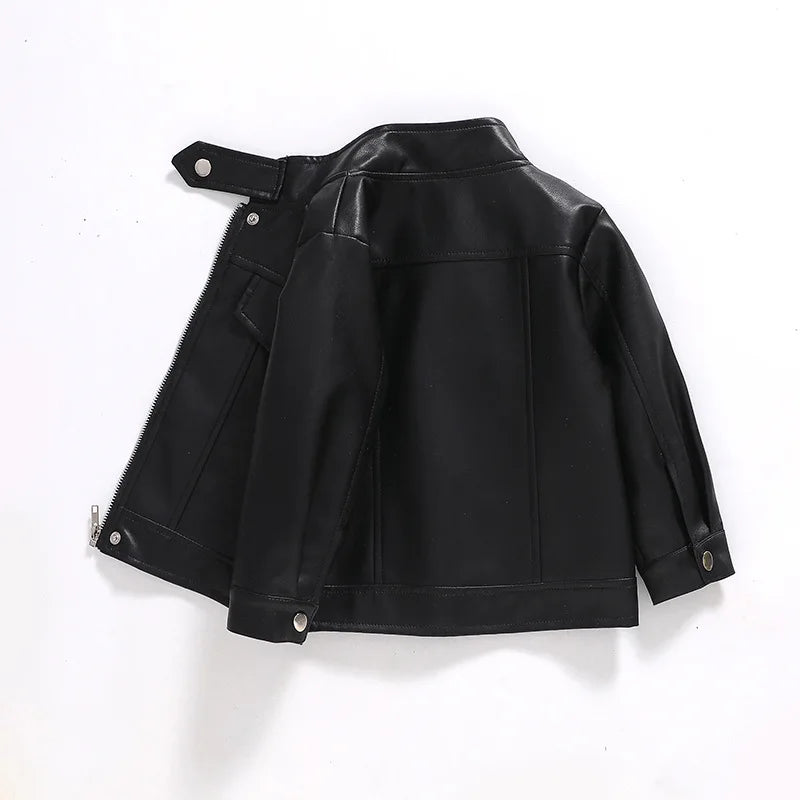 Spring Autumn Boys PU Jacket Waterproof Zipper Fashion Children's Leather Coat Birthday Gifts 2 3 4 5 6 7 8 Years Kids Clothes