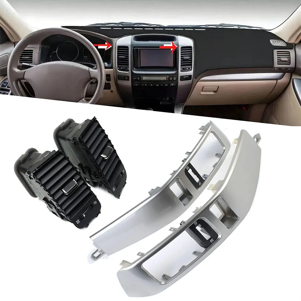 Center A/C Dash Air Vent Trim Panel Grille Console Outlet Insert Frame for 2003-2009 Lexus GX470 Toyota Land Cruiser Prado 120