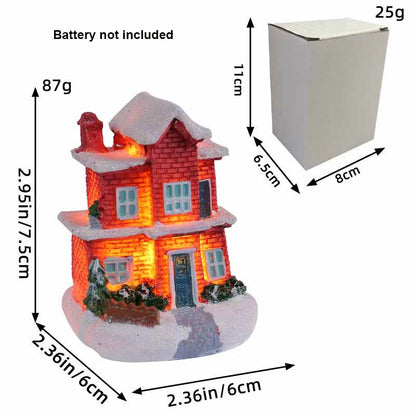Christmas Ornament Village Houses LED Light Collectible Figurines Snow Blanket Desktop Decoration Town Scene Xmas New Year Gift
