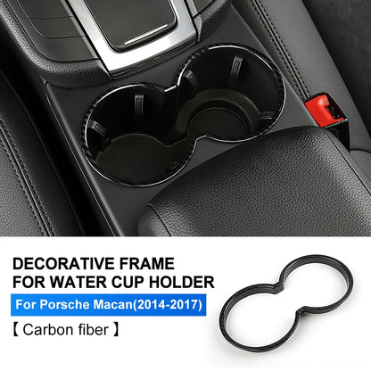Chrome ABS for Porsche Macan 2014-2023 Car Center Control Water Cup Holder Frame Cover Interior Trim Styling Auto Accessories