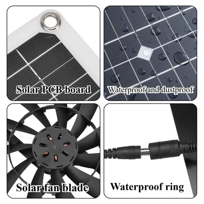 NEW 6 Inch Solar Exhaust Fan Kit Auto Ventilation Weatherproof Energy Saving for Greenhouse Dog House RV Chicken Coop Shed