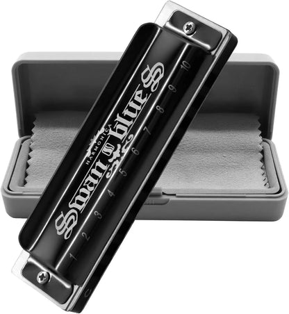 Blues Harmonica Armonica Mouth Organ Harp 10 Holes Harmonica Key of C Diatonic Professional Advanced Music Instrument for Adults