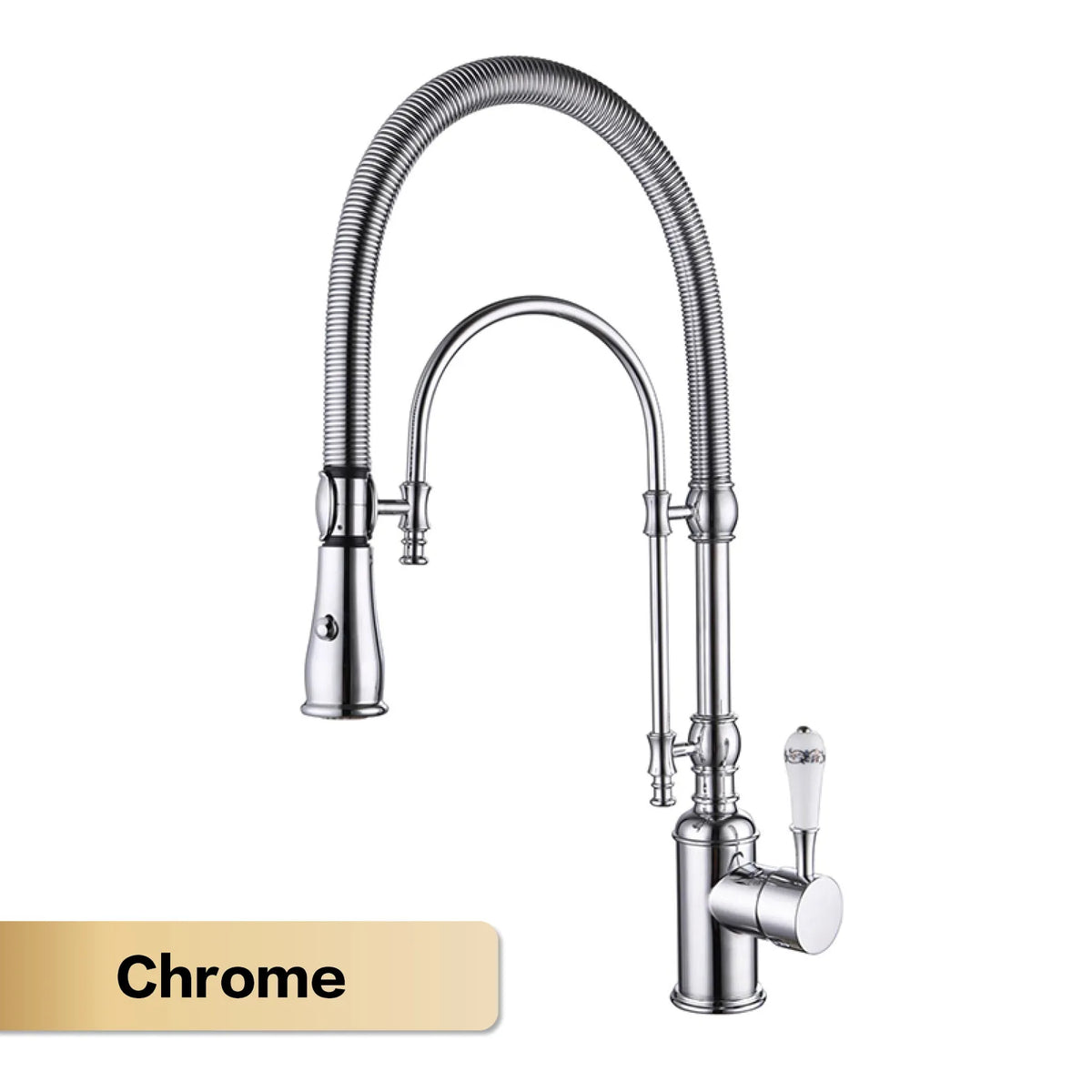 AITANA Luxury Golden Brass Kitchen Faucet with Retro Design, Single Handle Hot and Cold Dual Control 2 Function Sink Mixer