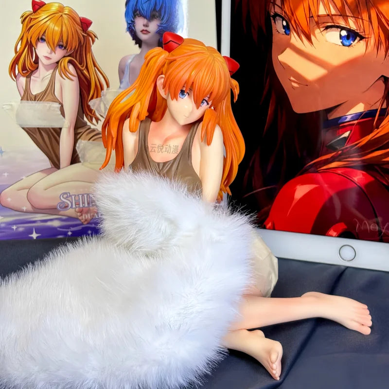Anime Action Figure Collectible Asuka Langley Soryu Casual Loungewear Sitting Pose Model Desktop Decoration Gift For Anime Fans