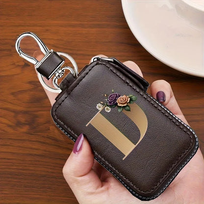 YSB-28 Vintage Alphabet CoffeeKey Pouch A-Z 26 Initial Keychain, Unisex KeyPouch, WalletHolder，Car Key Case, Men'sKey Pouch Gift