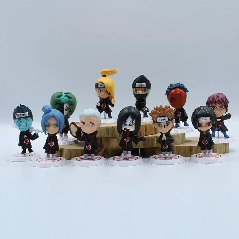 11Pcs/Set Q Ver. Naruto Akatsuki Mini Figure Uchiha Itachi Madara Konan Hidan Figurine Anime Decoration Model Toys Dolls