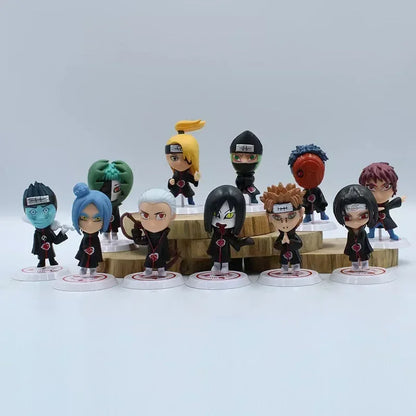 11Pcs/Set Q Ver. Naruto Akatsuki Mini Figure Uchiha Itachi Madara Konan Hidan Figurine Anime Decoration Model Toys Dolls