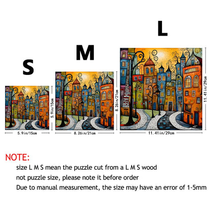 Unique Cartoon City Wooden Puzzle - Creative Irregular Shape Christmas, Birthday, and Holiday Perfect Gift  Suitable for Friends