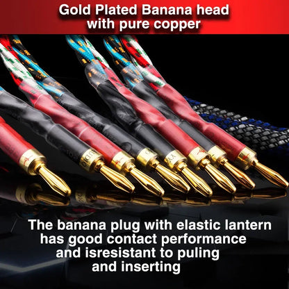 2 to 4 Banana Speaker Cable Hifi Audio Cable High End Audio Amplifier One Pair Copper Jack Ofc Speaker Cable Banana Plug Cable