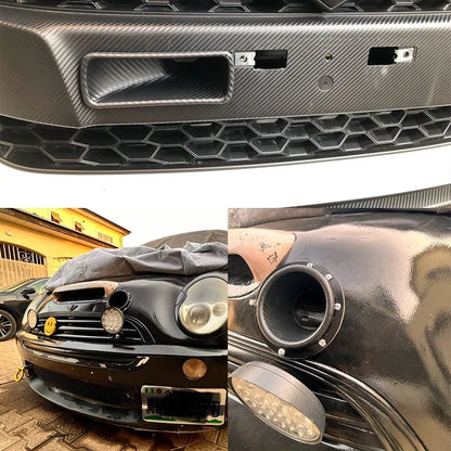 Universal Car Air Intake System Kit Front Bumper Turbo Air Inlet Pipe ABS Carbon Fiber Look for Enhanced Performance and Cooling