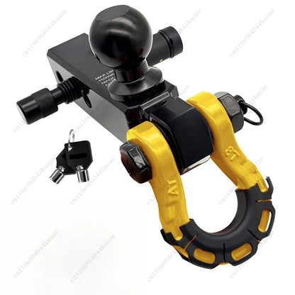 New Extended Off-Road Trailer Hitch with Ball Mount, Universal Square Receiver, High-Strength Solid Tow Hook