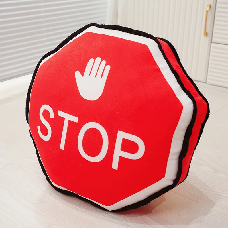 Simulation Vehicle Car Tires Traffic Light Stop Sign Plush Toy Roadblock Road Railing Stuffed Doll Home Decor Sleeping Cushion