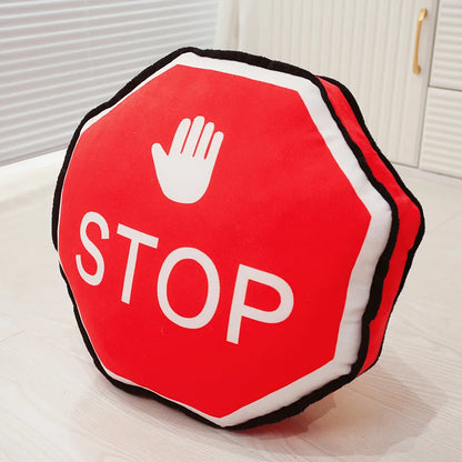 Simulation Vehicle Car Tires Traffic Light Stop Sign Plush Toy Roadblock Road Railing Stuffed Doll Home Decor Sleeping Cushion
