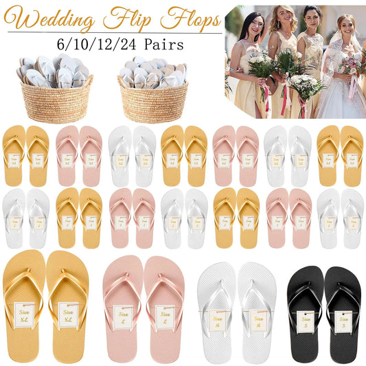 6-24Pairs Flip Flops Bulk Wedding Favors Gifts for Guests Beach Sandals Bachelorette Hen Party Slippers Bridesmaid Team Bride