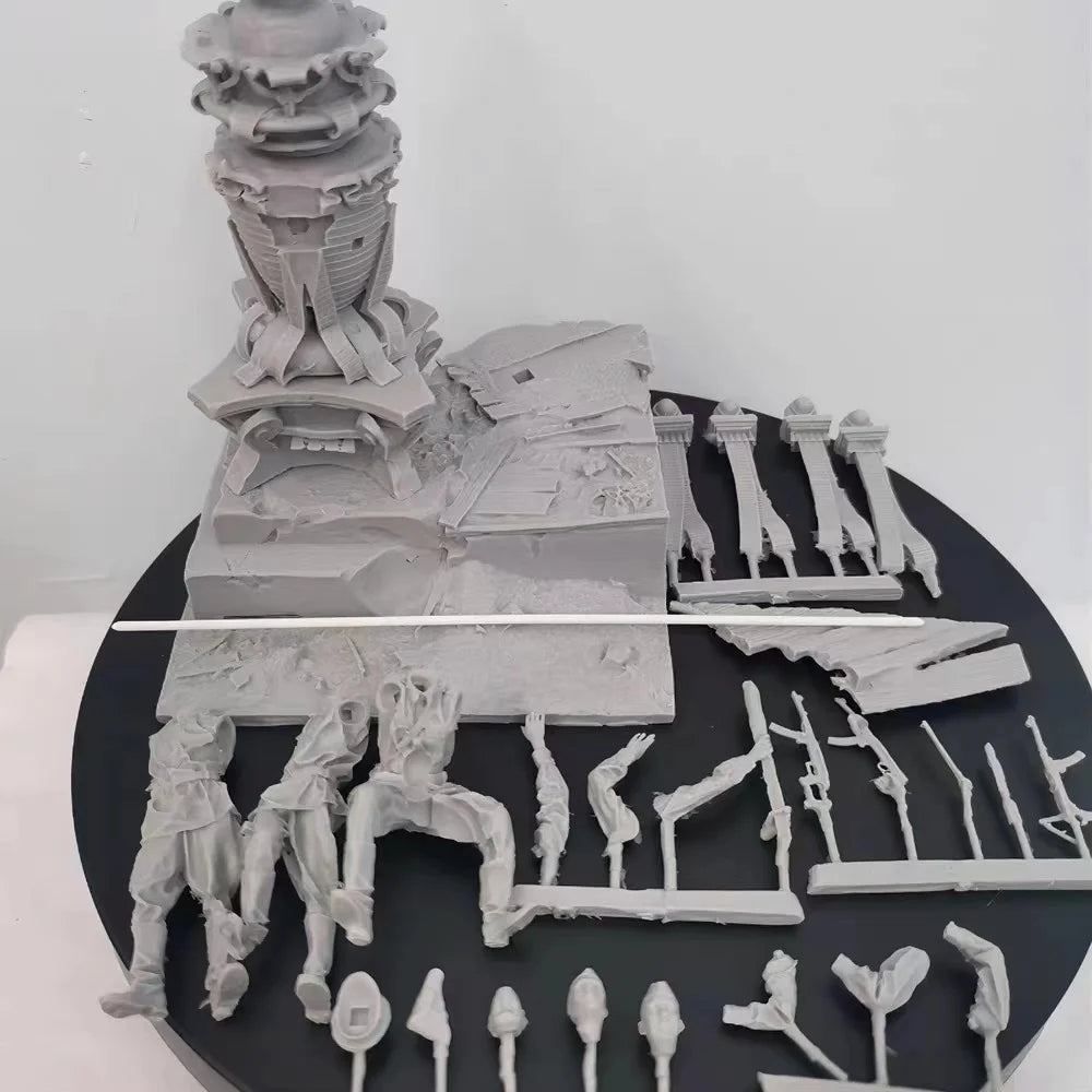 1/35 Resin Figure Unpainted Model Kit, military theme, (3 people with base) Unassembled and unpainted GK,