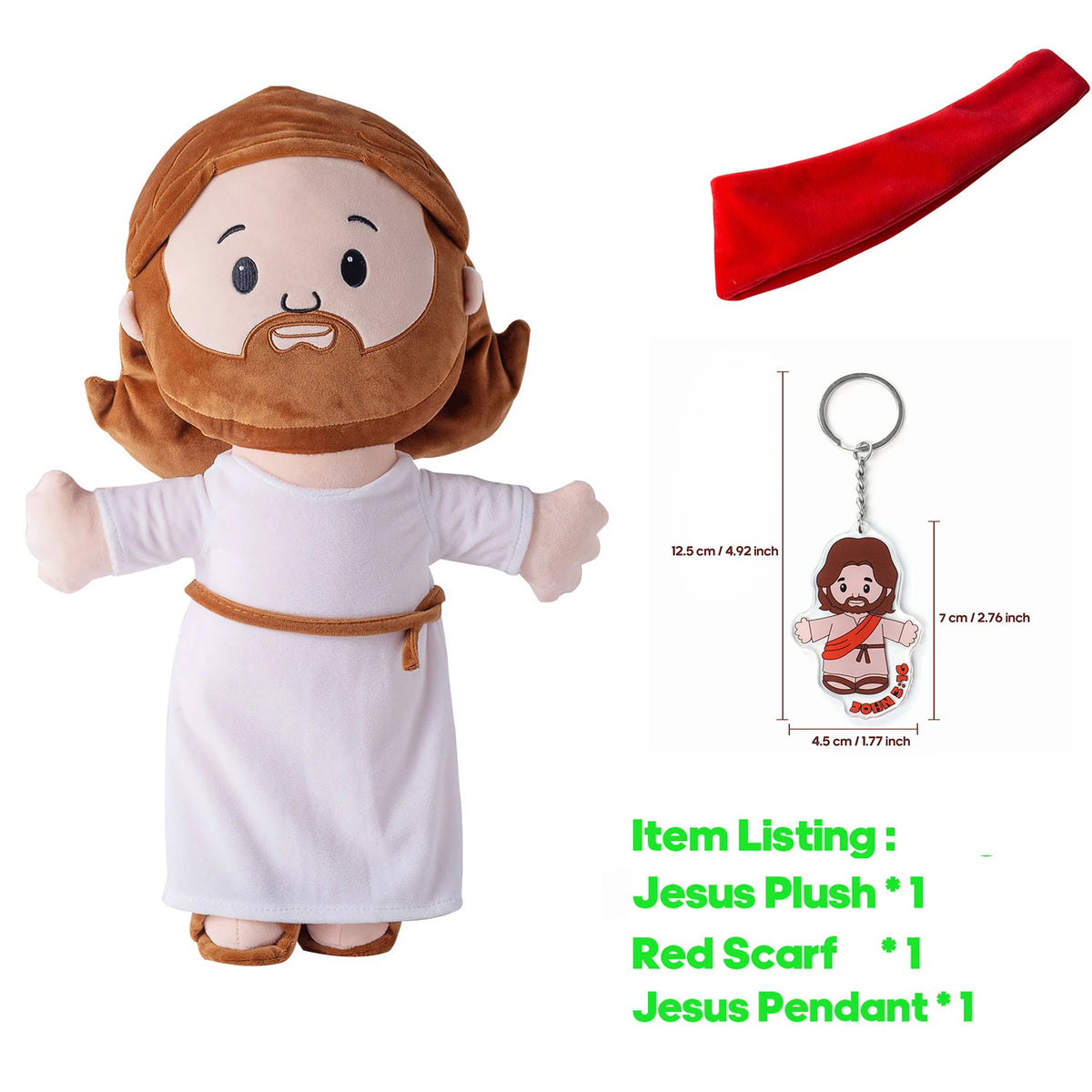 Cartoon Jesus Hug Stuffed Toy with Ornament Keychain Decoration Bedside Sofa Cushion Christmas Gift Soft Plush Doll for Kid Gift